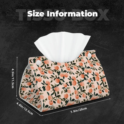 Fruits Peach (2) Print Tissue Box Cover,Rectangular Pu Leather Tissue Holder for Bathroom Living Room Office