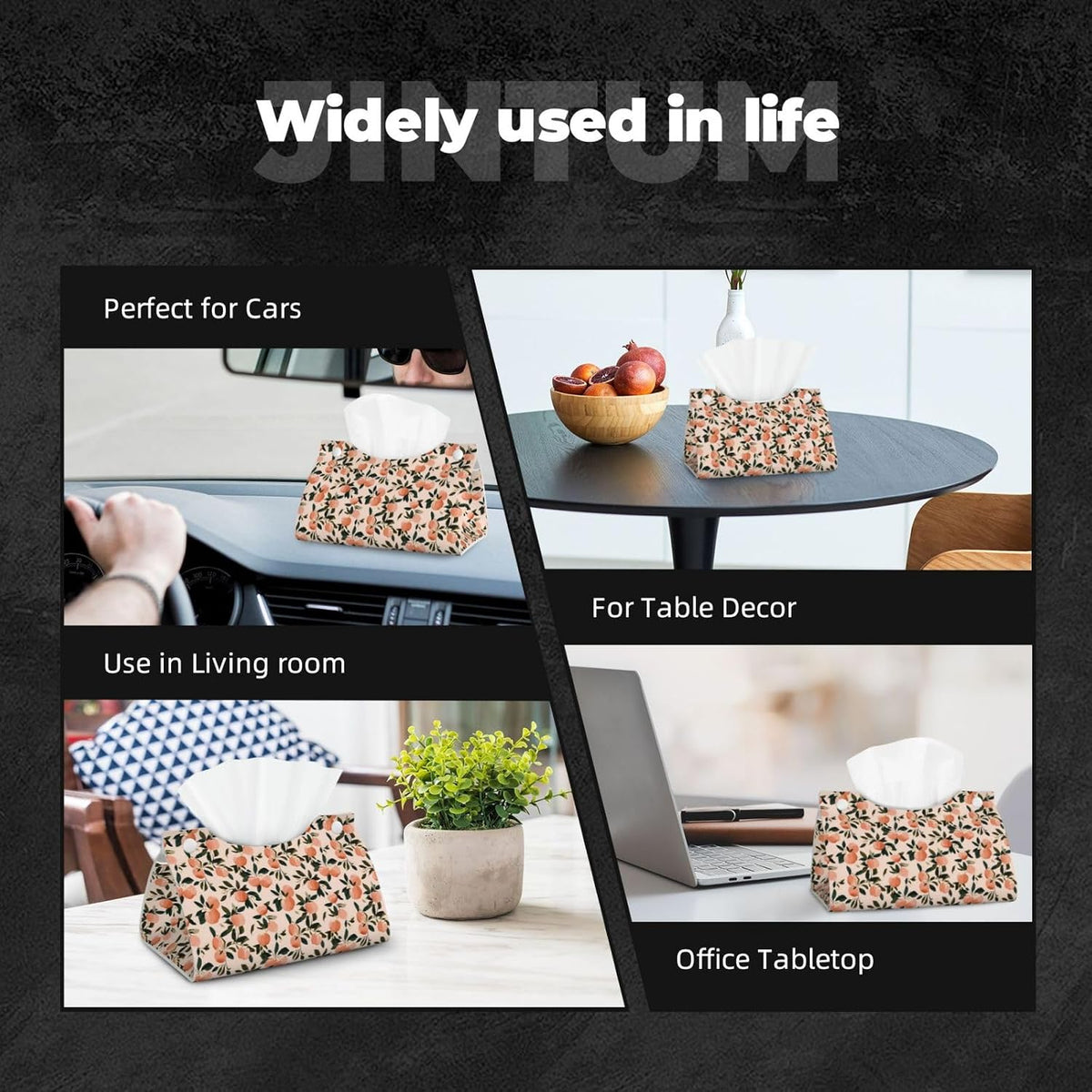 Fruits Peach (2) Print Tissue Box Cover,Rectangular Pu Leather Tissue Holder for Bathroom Living Room Office