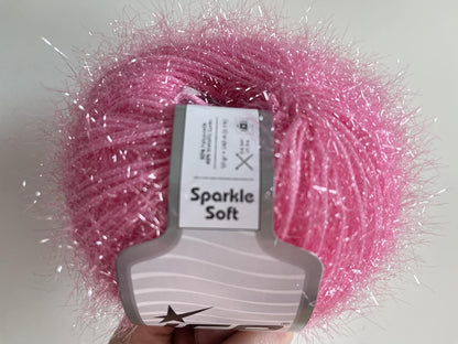 Sparkle Soft - Metallic Lurex Nylon Short Eyelash Yarn 50gr (1.76ounces) 140m (153 Yards) Light Pink
