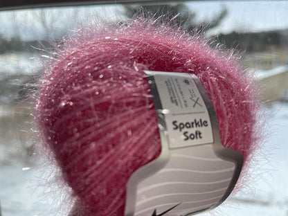 Sparkle Soft - Metallic Lurex Nylon Short Eyelash Yarn 50gr (1.76ounces) 140m (153 Yards) Light Pink