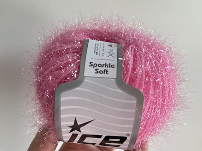 Sparkle Soft - Metallic Lurex Nylon Short Eyelash Yarn 50gr (1.76ounces) 140m (153 Yards) Light Pink