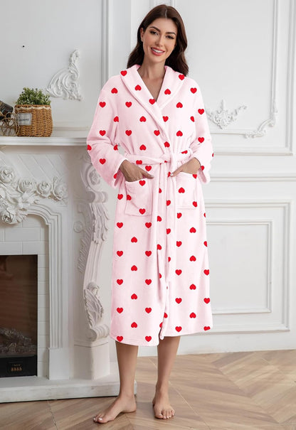 Girls Robe, Shawl Collar Fuzzy Fleece Bathrobes with Belt and Pockets for Kids Boys, 2-15 Years