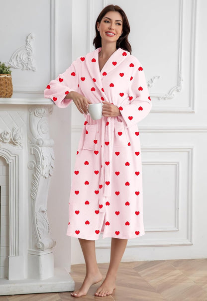Girls Robe, Shawl Collar Fuzzy Fleece Bathrobes with Belt and Pockets for Kids Boys, 2-15 Years