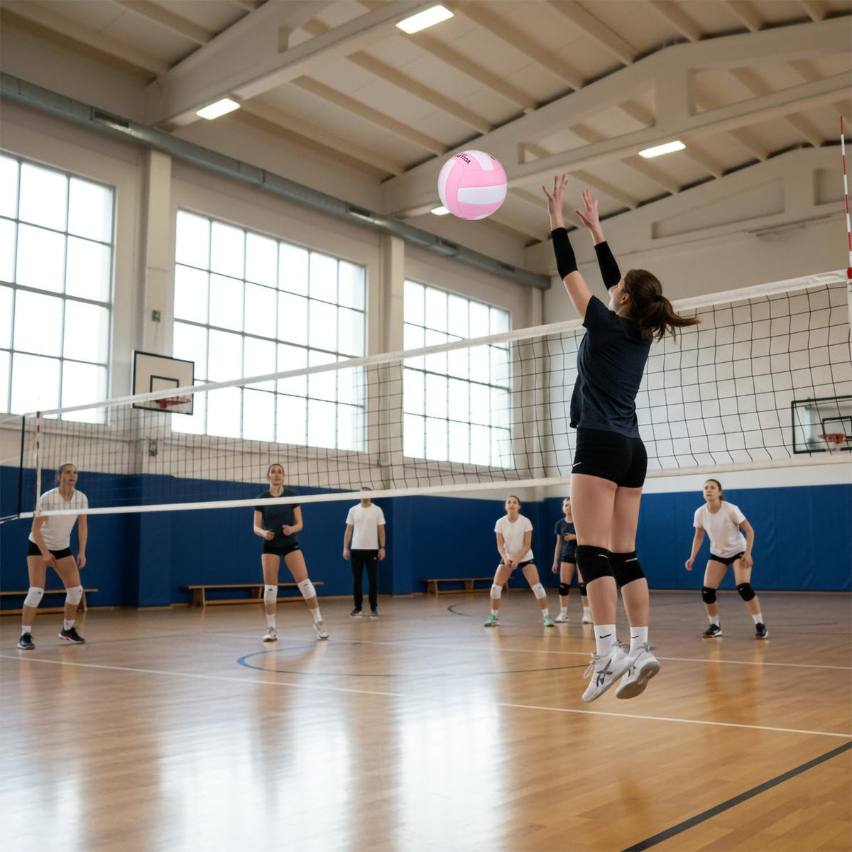 Size 5 Volleyball with Air Pump, PVC Indoor Outdoor Training Ball