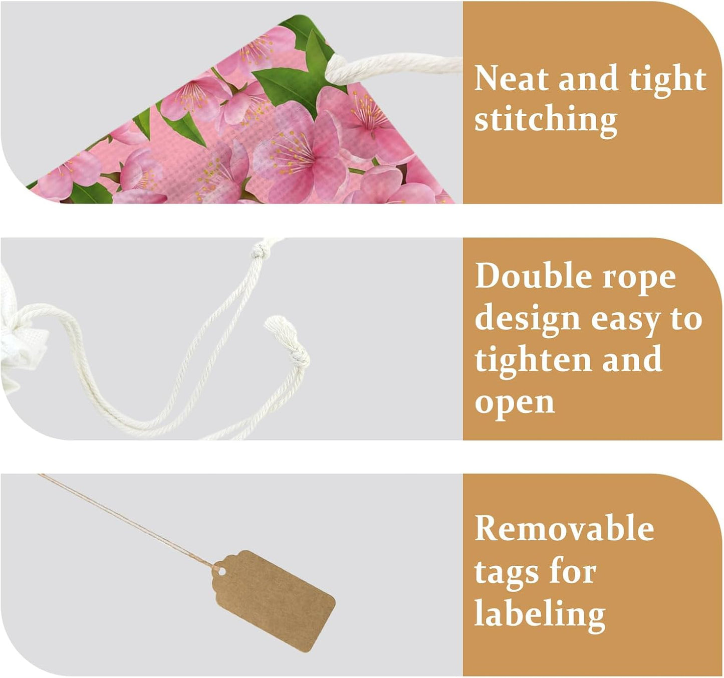 Victoroes Spring Peaches Drawstring Gift Bags 10 Pcs 5" x 7" Small Peaches Flowers Pink Gift Bag Reusable Fabric Wrap Bags for Wedding Party Birthday Holiday