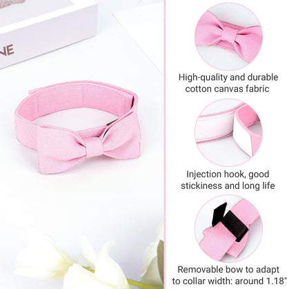 Dog Bow Tie Collar, Adjustable Pink Bowtie for Small Medium Dogs Neck Girth 10.2-14.2in, Cat Tie Tuxedo Comfortable Cotton Girl Pet Grooming Accessory for Formal Wedding Holiday Birthday Party