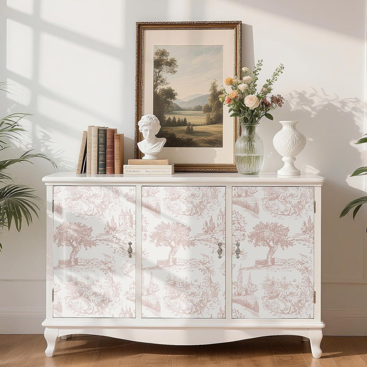 Vintage Pink Toile Wallpaper Peel and Stick Tree Bird French Country Wallpaper for Girls Bedroom Bathroom Removable de Jouy Beige Toile Contact Paper for Walls Cabinets Waterproof 17.5"x118"