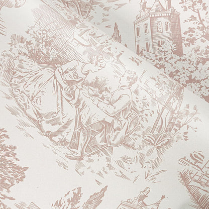 Vintage Pink Toile Wallpaper Peel and Stick Tree Bird French Country Wallpaper for Girls Bedroom Bathroom Removable de Jouy Beige Toile Contact Paper for Walls Cabinets Waterproof 17.5"x118"