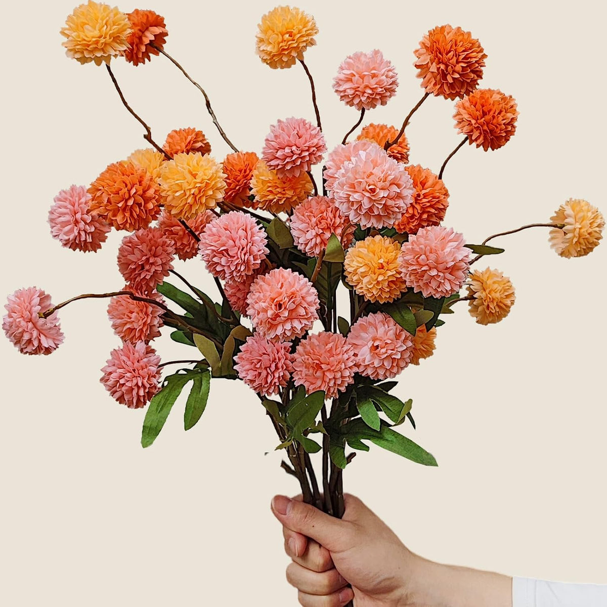 8Pcs Artificial Chrysanthemum Flowers Pink Orange Yellow Fall Decor
