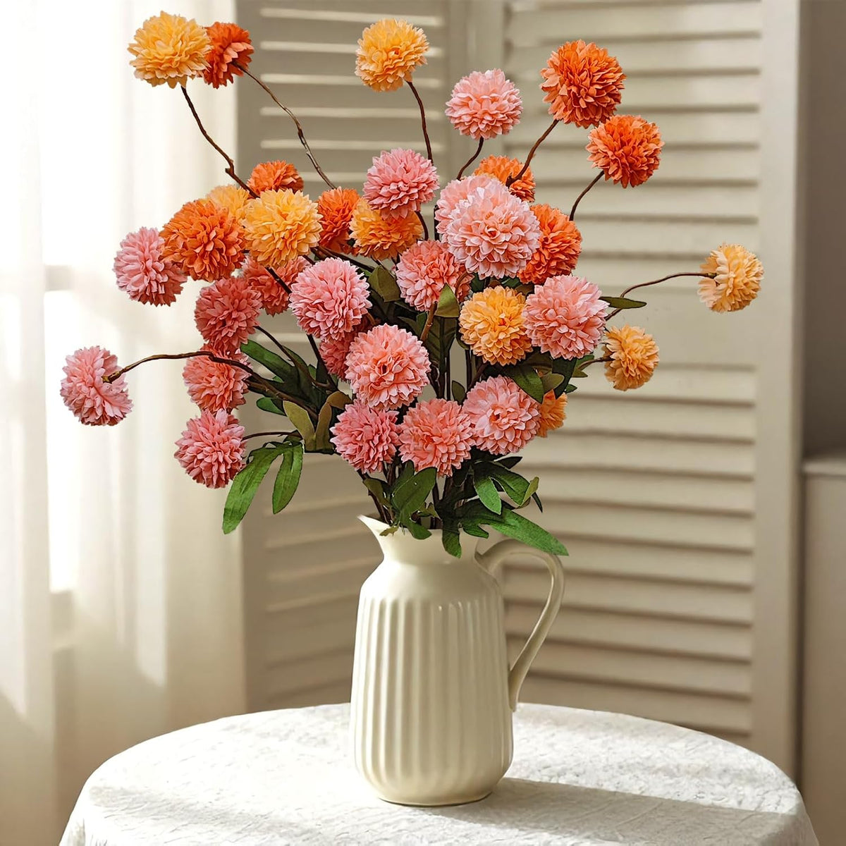 8Pcs Artificial Chrysanthemum Flowers Pink Orange Yellow Fall Decor