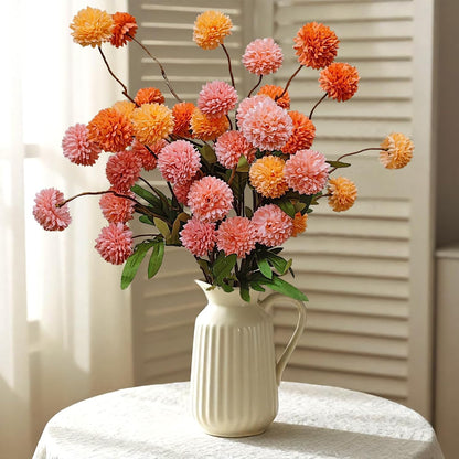 8Pcs Artificial Chrysanthemum Flowers Pink Orange Yellow Fall Decor