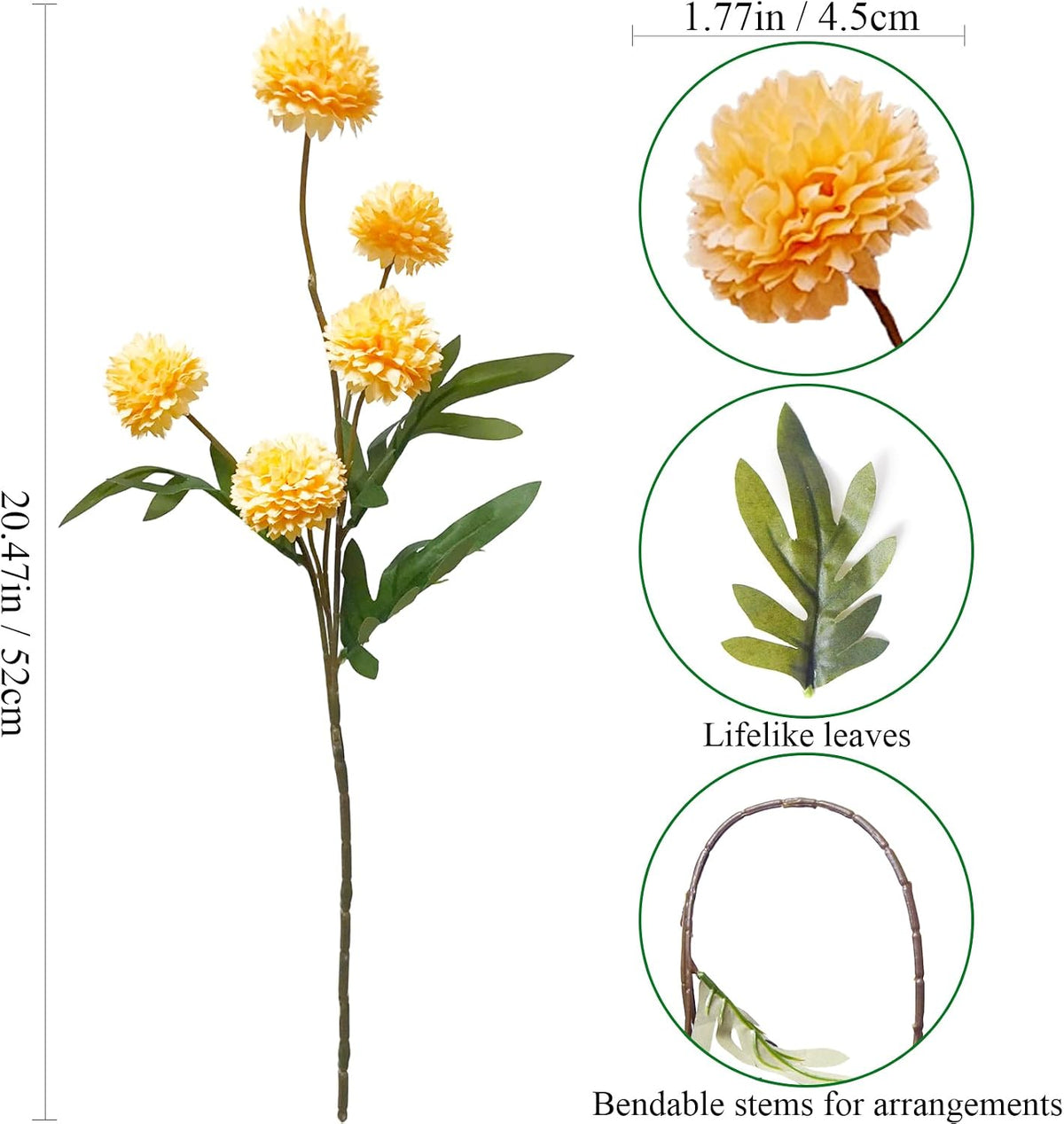 8Pcs Artificial Chrysanthemum Flowers Pink Orange Yellow Fall Decor