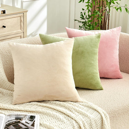 Throw Pillow Covers Pink Set of 2 18x18 Inch Pillow Covers, Soft Velvet Cute Decorative Pillowcases for Couch Sofa Bed, Home Boho Decor, Modern Cushion Covers