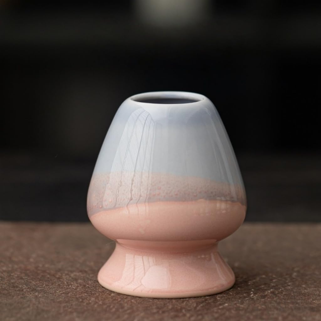 Matcha Tea Whisk Holder Ceramic Holder Chasen Stand fit for Traditional Japanese Tea Matcha Chasen Tea Set Accessories (Pink and Blue)