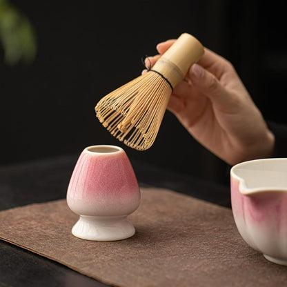 Matcha Tea Whisk Holder Ceramic Holder Chasen Stand fit for Traditional Japanese Tea Matcha Chasen Tea Set Accessories (Pink and Blue)