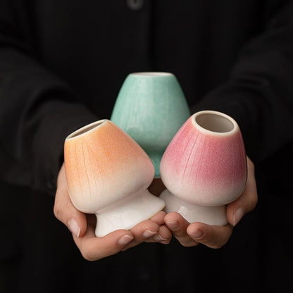 Matcha Tea Whisk Holder Ceramic Holder Chasen Stand fit for Traditional Japanese Tea Matcha Chasen Tea Set Accessories (Pink and Blue)