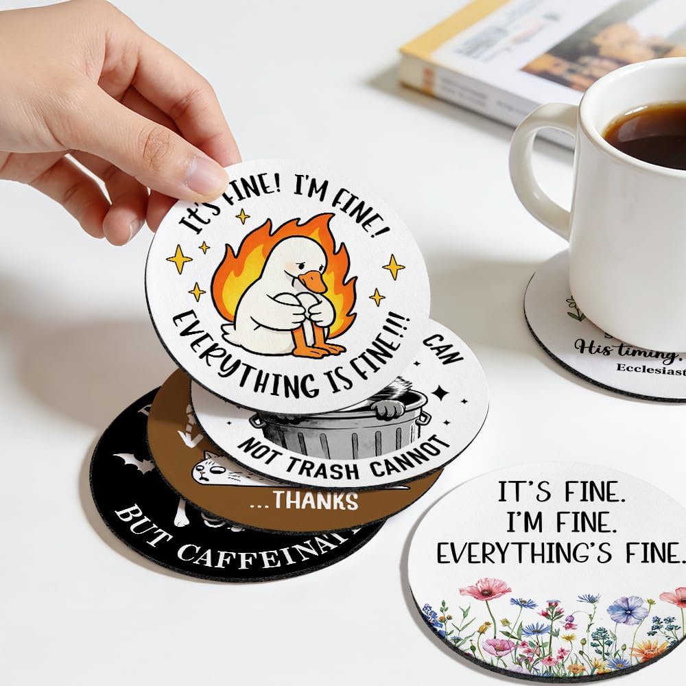 Dumpster Fire Coasters Set of 2, Inspirational Coasters for Desk