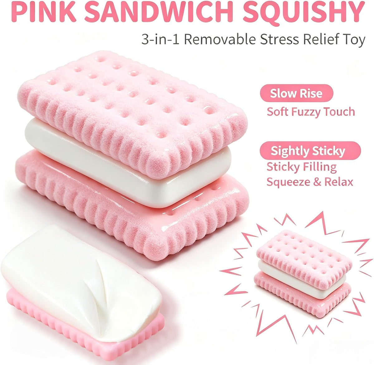 Cookie Slow Rising Squishy, Super Soft PU Foam Sensory Squishy Toys, Squishies Stress Relief Fidget Toys for Adults, Cute Food Squishies for Desk Decor & Party Favors