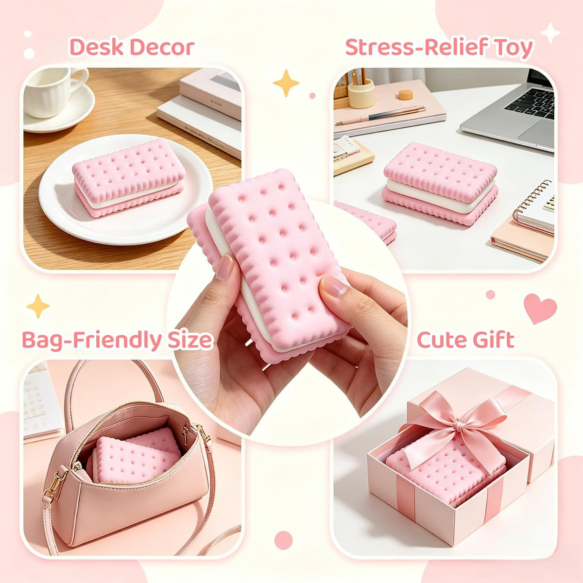 Cookie Slow Rising Squishy, Super Soft PU Foam Sensory Squishy Toys, Squishies Stress Relief Fidget Toys for Adults, Cute Food Squishies for Desk Decor & Party Favors