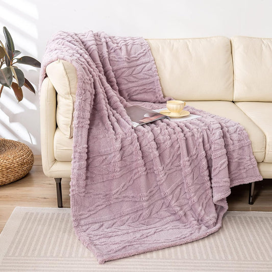Sherpa Fleece Large Throw Blanket, Rose Pink, 50"x65"
