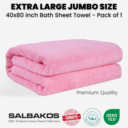 Luxury 100% Turkish Cotton Bath Sheet 40x80 (1-Piece, Rose Pink)