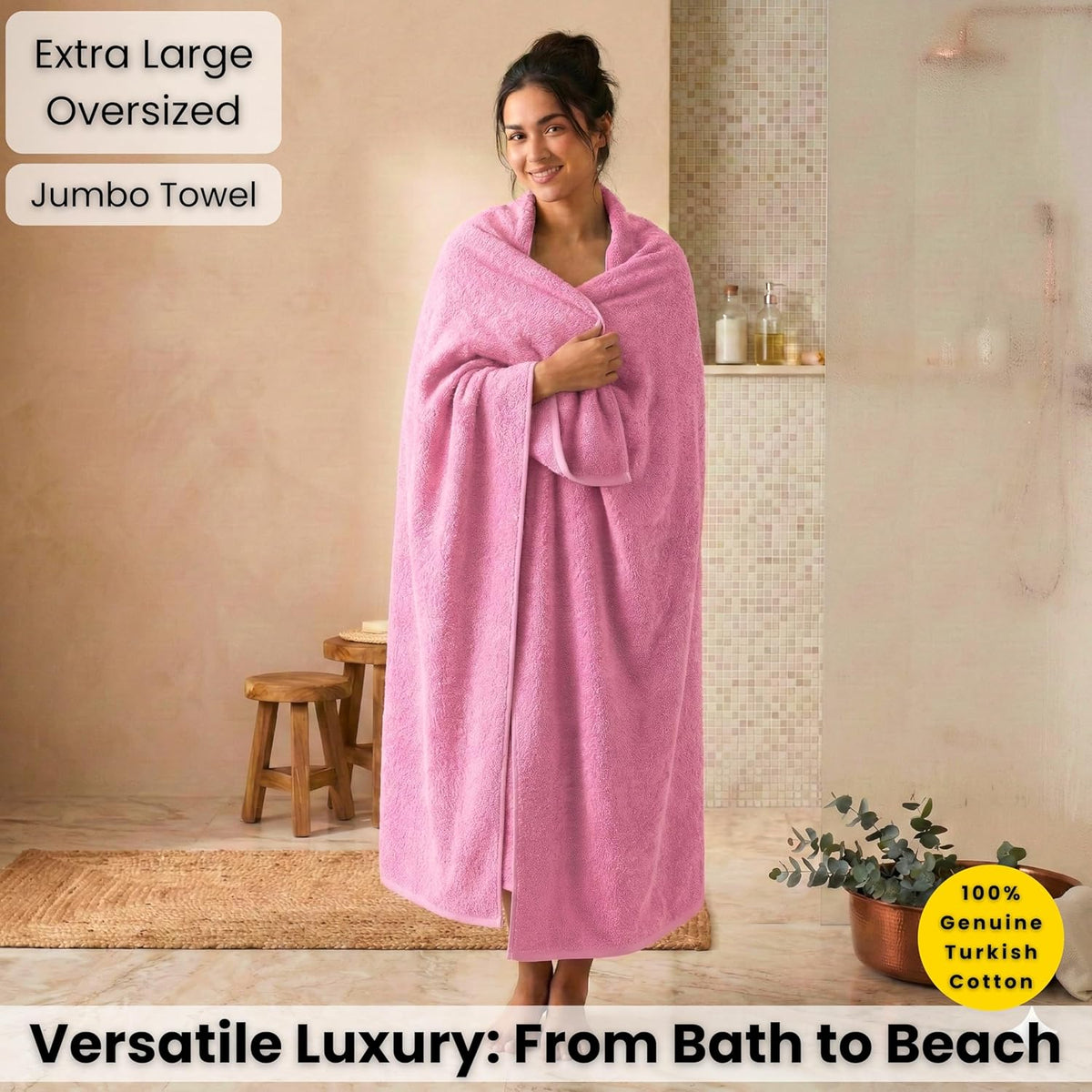 Luxury 100% Turkish Cotton Bath Sheet 40x80 (1-Piece, Rose Pink)