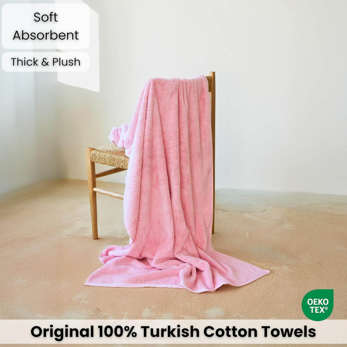 Luxury 100% Turkish Cotton Bath Sheet 40x80 (1-Piece, Rose Pink)