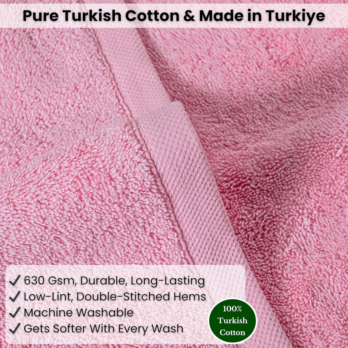 Luxury 100% Turkish Cotton Bath Sheet 40x80 (1-Piece, Rose Pink)