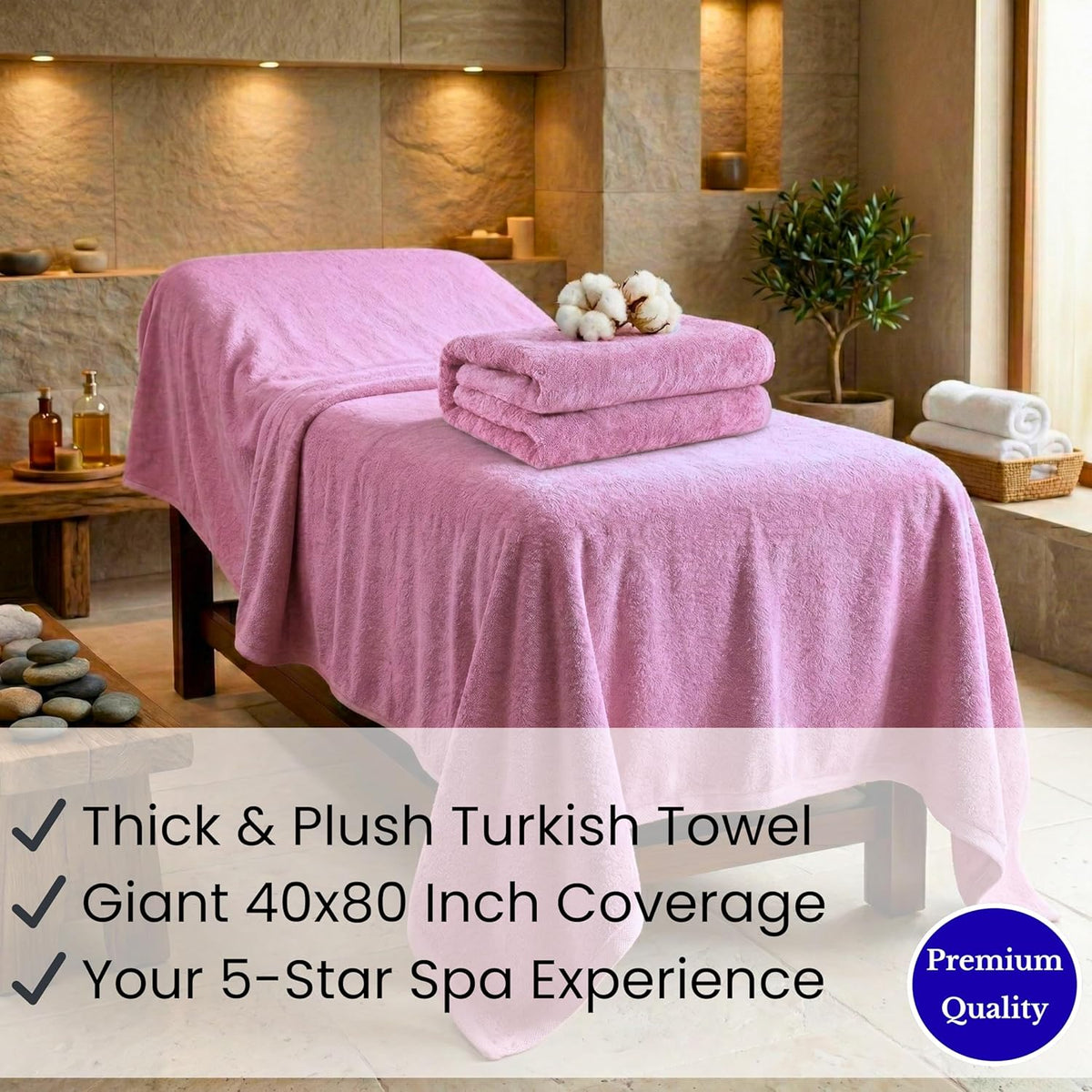 Luxury 100% Turkish Cotton Bath Sheet 40x80 (1-Piece, Rose Pink)