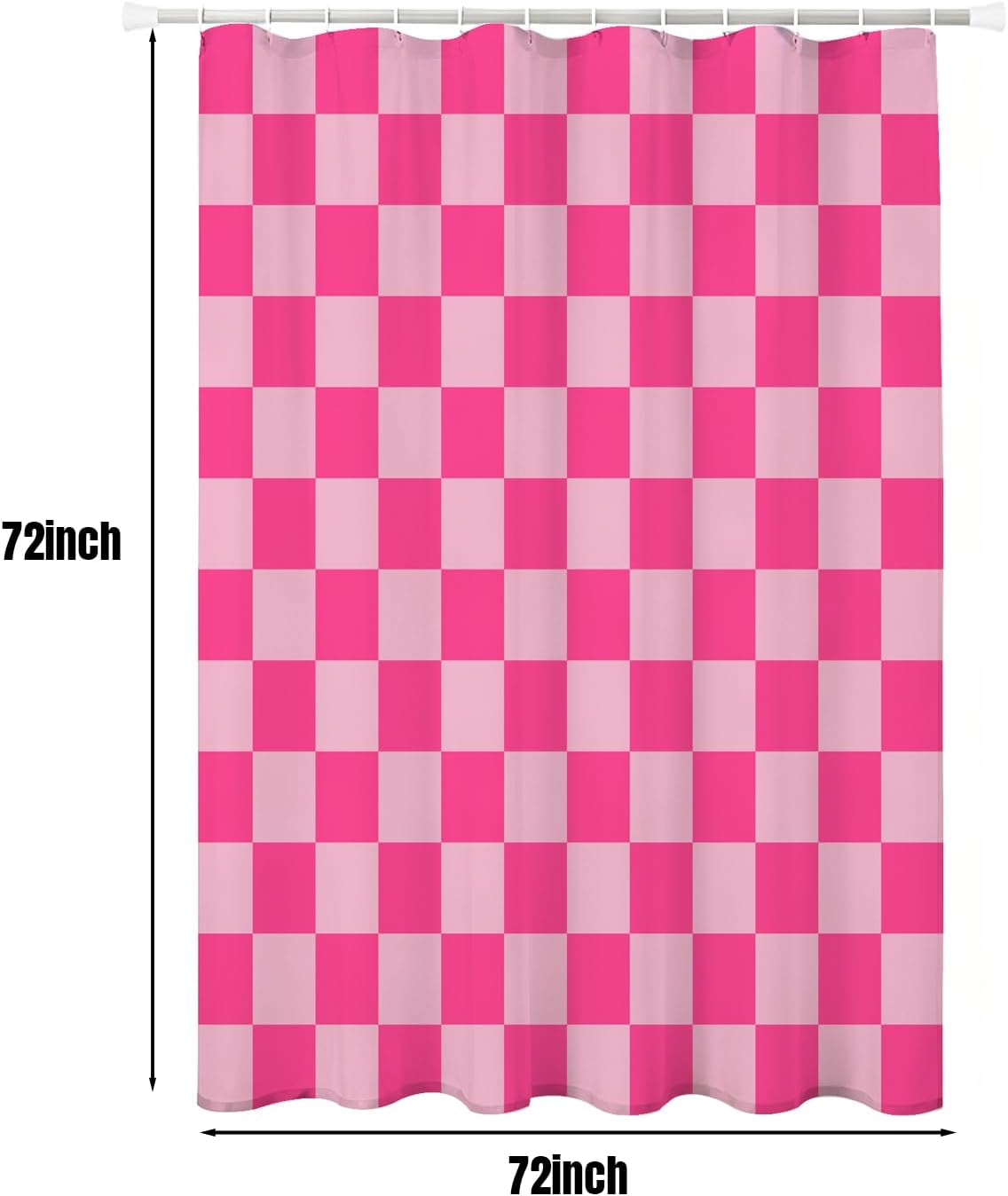 Checkered Shower Curtain, Classic Minimalist Pink Checkerboard Desgin, Waterproof Polyester Fabric Shower Curtains Sets with Hooks for Bathroom 72x72 Inches