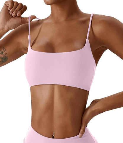 Women's Sports Bras Wirefree Racerback Workout Bras Sexy Thin Straps Yoga Sport Bras with Removable Pads