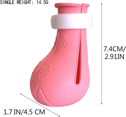 Anti-Scratch Cat Shoes 4 Pack, Pet Supplies Scratch Deterrent Booties, Grooming Accessories Silicone Nail Gloves, Adjustable Claw Cover for Bathing Shaving Checking Treatment (Pink)