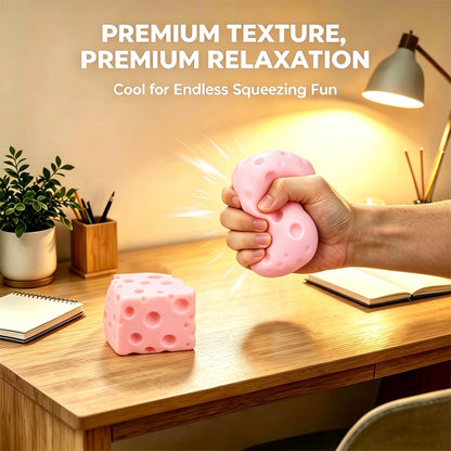 Cheese Squishy Toy for Stress & Anxiety Relief (Pink-2.76IN)