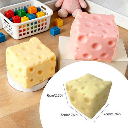 Cheese Squishy Toy for Stress & Anxiety Relief (Pink-2.76IN)