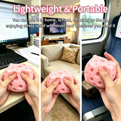 Cheese Squishy Toy for Stress & Anxiety Relief (Pink-2.76IN)
