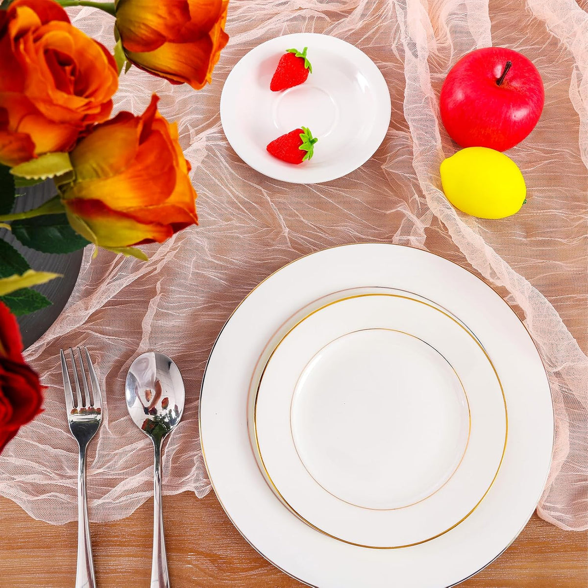 2pcs Coral Peach Spring Summer Cheesecloth Table Runner 35 x120 inches Rustic Gauze Boho Cheese Cloth Table Runner for Wedding Bridal Shower Baby Decoration