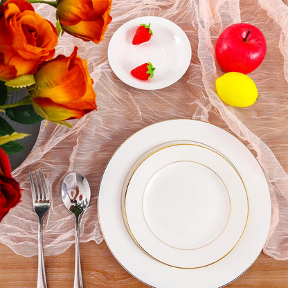 2pcs Coral Peach Spring Summer Cheesecloth Table Runner 35 x120 inches Rustic Gauze Boho Cheese Cloth Table Runner for Wedding Bridal Shower Baby Decoration