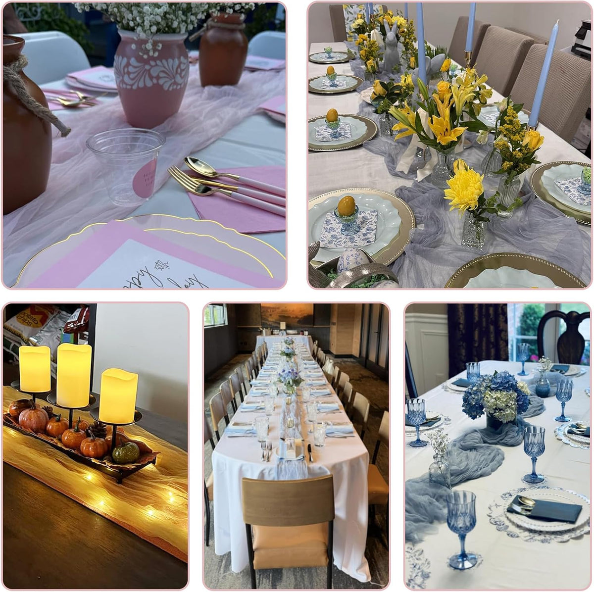 2pcs Coral Peach Spring Summer Cheesecloth Table Runner 35 x120 inches Rustic Gauze Boho Cheese Cloth Table Runner for Wedding Bridal Shower Baby Decoration
