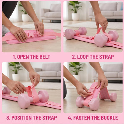 Hip Thrust Belt for Dumbbells, Wide Padded Support for Home Workouts, Adjustable Strap for Squats and Glute Bridges, Pink Training Belt for Fitness Enthusiasts and Gym Trainers