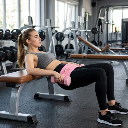 Hip Thrust Belt for Dumbbells, Wide Padded Support for Home Workouts, Adjustable Strap for Squats and Glute Bridges, Pink Training Belt for Fitness Enthusiasts and Gym Trainers