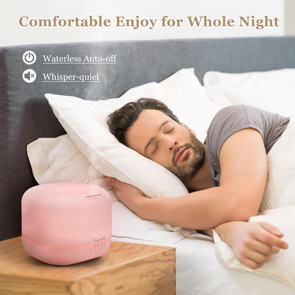 Aromatherapy Essential Oil Diffuser for Room: Air Humidifier Aroma Scent Cool Mist Colorful Lights Cute Small Large Auto Off Ultrasonic Diffusers for Home Bedroom Pink (300ml)