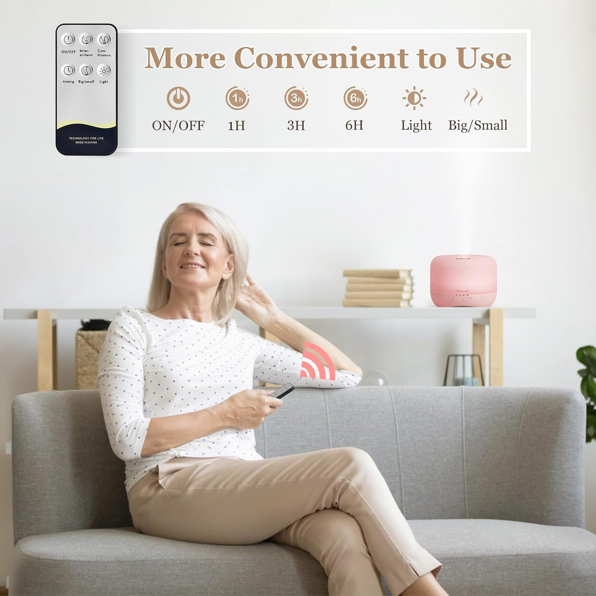 Aromatherapy Essential Oil Diffuser for Room: Air Humidifier Aroma Scent Cool Mist Colorful Lights Cute Small Large Auto Off Ultrasonic Diffusers for Home Bedroom Pink (300ml)