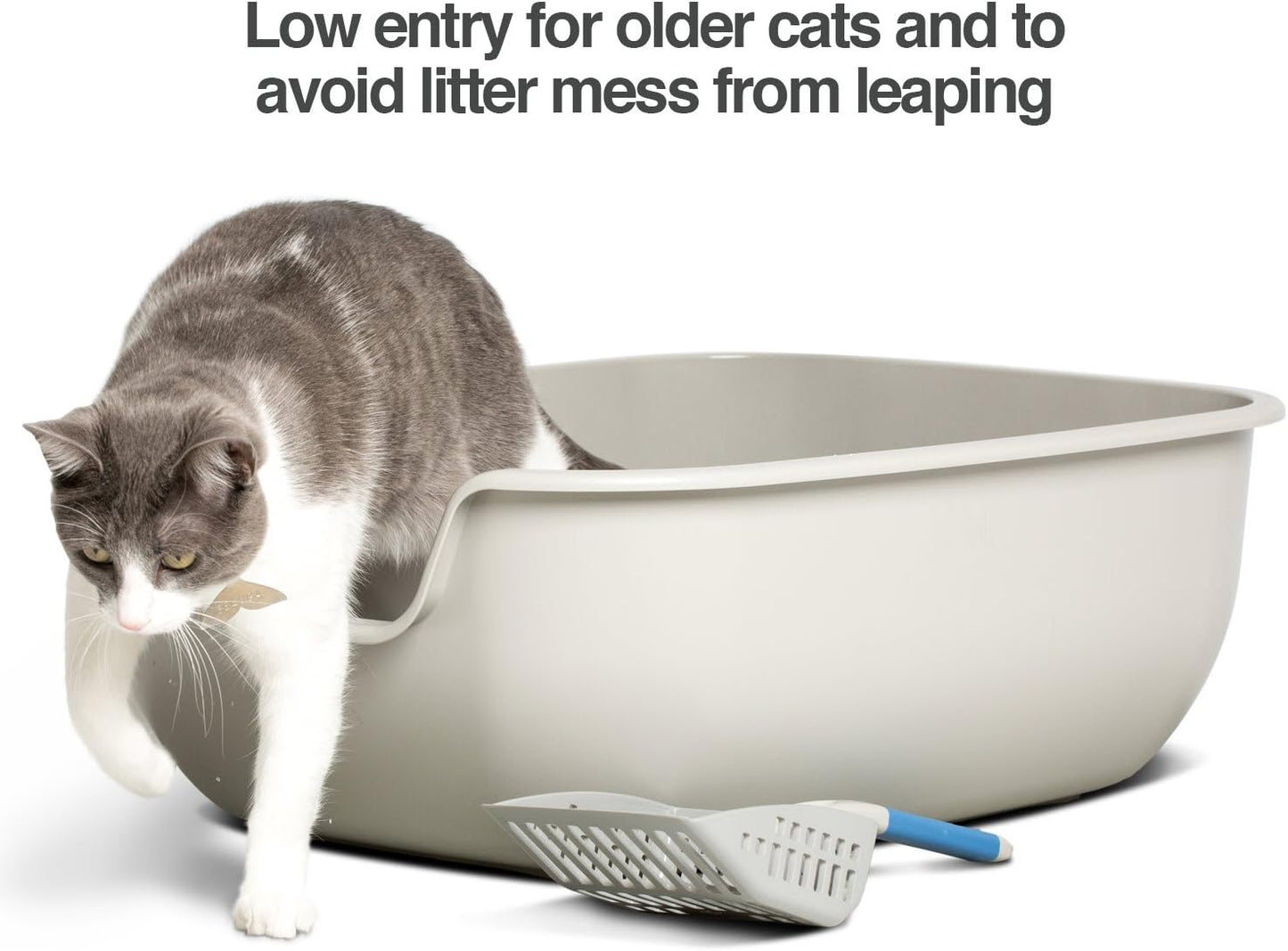 PetFusion BetterBox Non-Stick Large Litter Box, Pet Safe Coating for Easier Cleaning, Open Top Promotes Healthy Usage, Made of Stronger ABS Plastic
