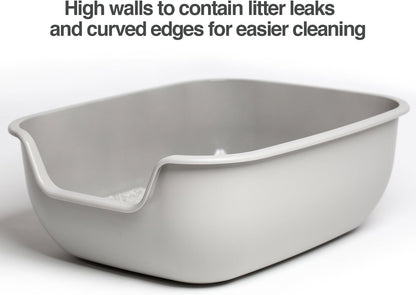 PetFusion BetterBox Non-Stick Large Litter Box, Pet Safe Coating for Easier Cleaning, Open Top Promotes Healthy Usage, Made of Stronger ABS Plastic