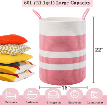 Pink Hamper for Nursery Baby Girls Laundry Basket 80L Large