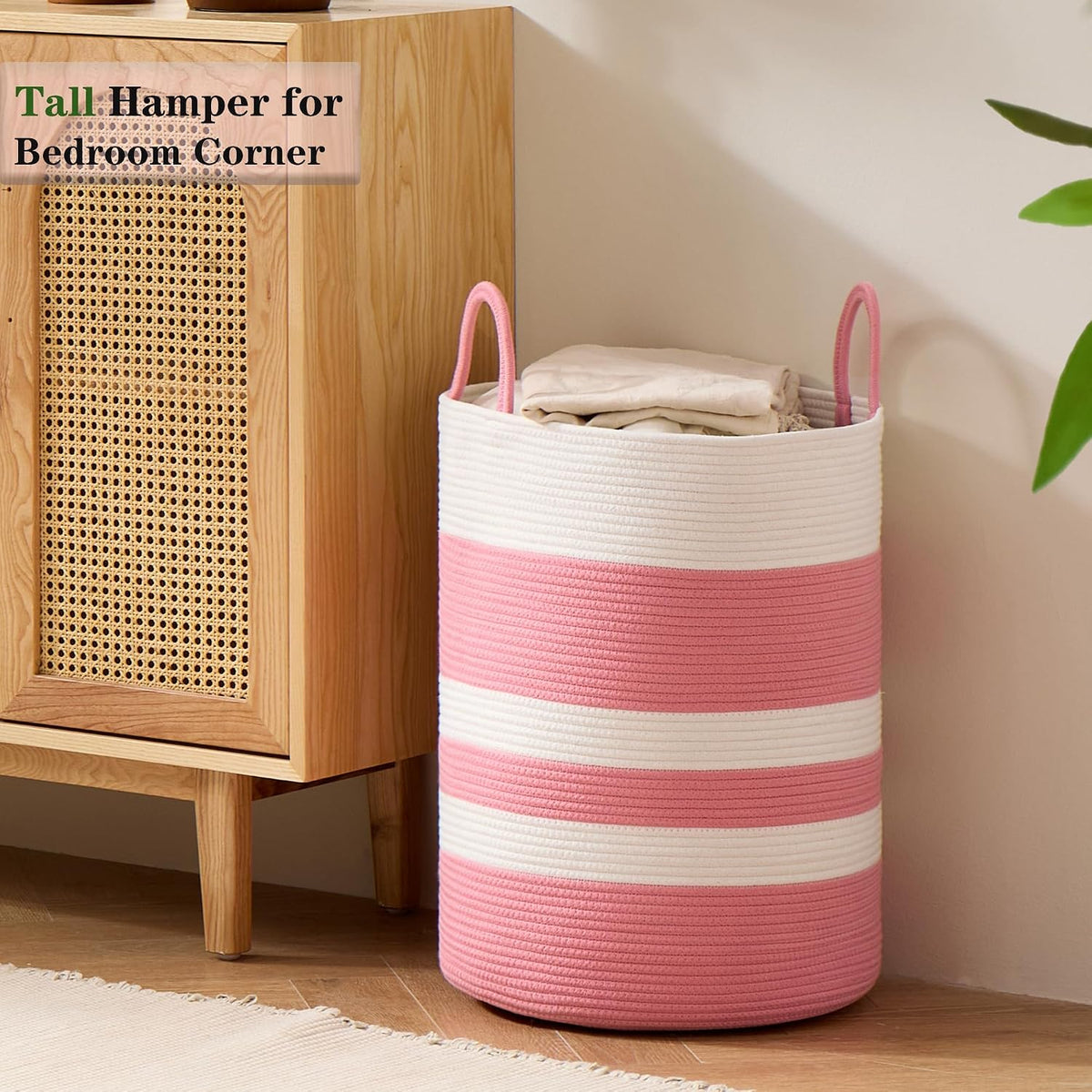 Pink Hamper for Nursery Baby Girls Laundry Basket 80L Large