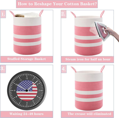 Pink Hamper for Nursery Baby Girls Laundry Basket 80L Large