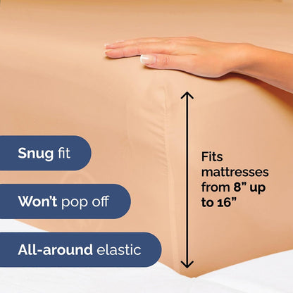 Queen Size 4 Piece Sheet Set - Ultra Soft & Cooling Bed Sheets - Peach