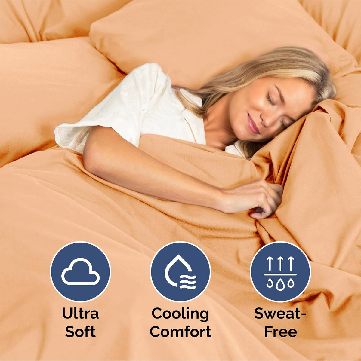 Queen Size 4 Piece Sheet Set - Ultra Soft & Cooling Bed Sheets - Peach