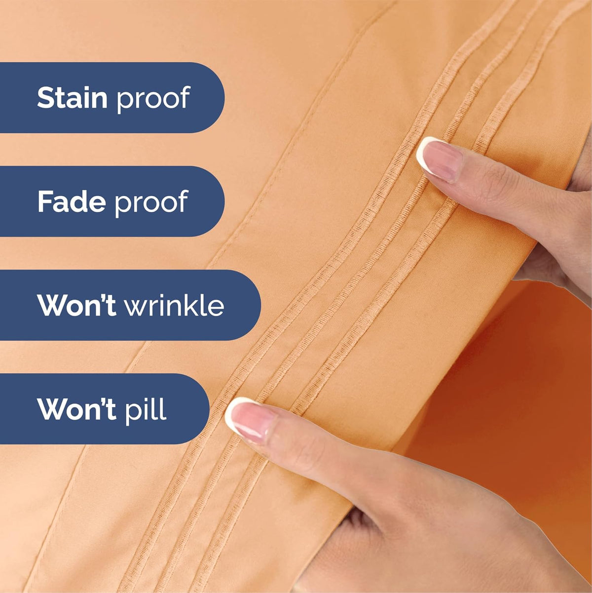 Queen Size 4 Piece Sheet Set - Ultra Soft & Cooling Bed Sheets - Peach